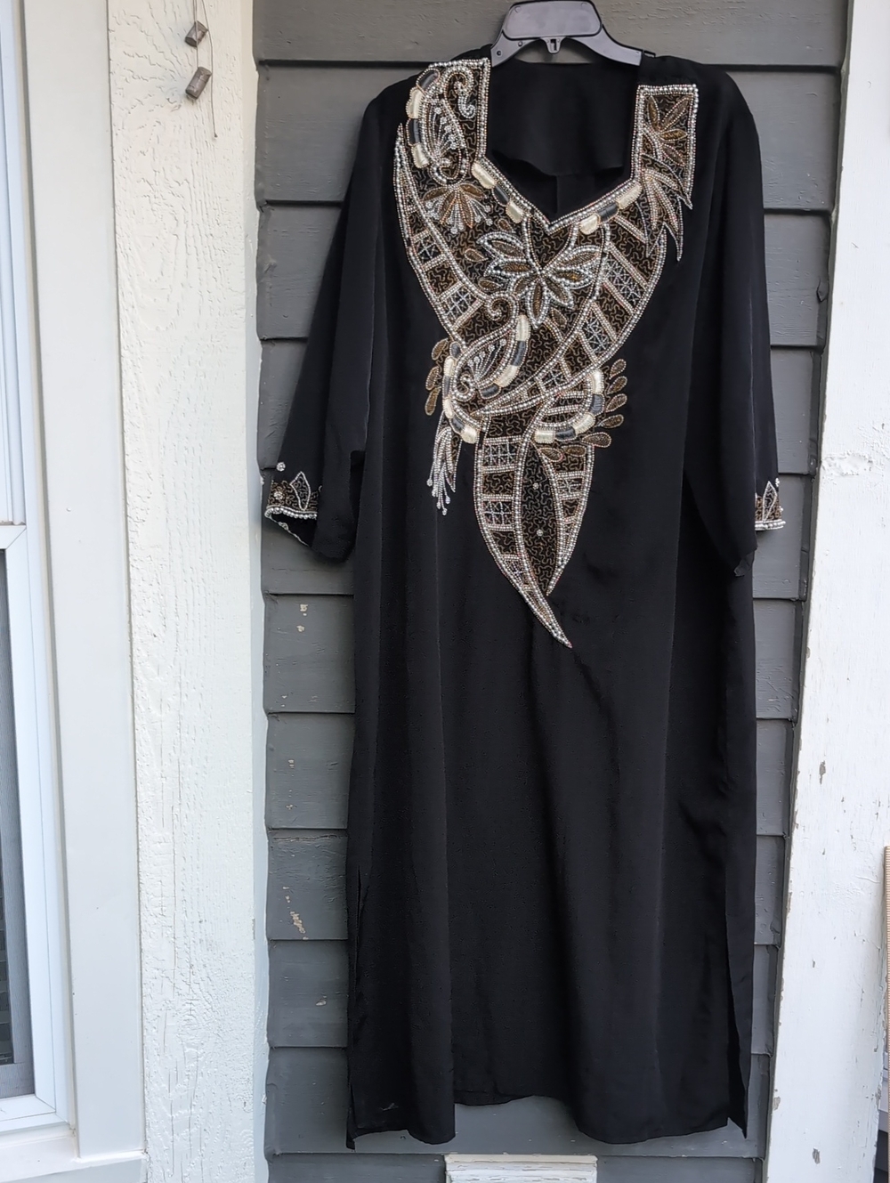 Handmade Morcon Embellished Black Women's Tunic Dress Size XL